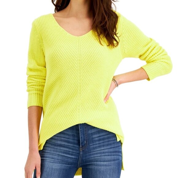 Style & Co Cotton V-Neck Tunic Sweater,Sunray-XLarge,NWT - Picture 1 of 6